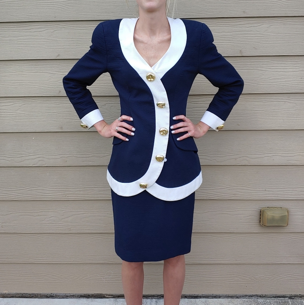 Julie and Leonard Navy Dress Suit Size 4
